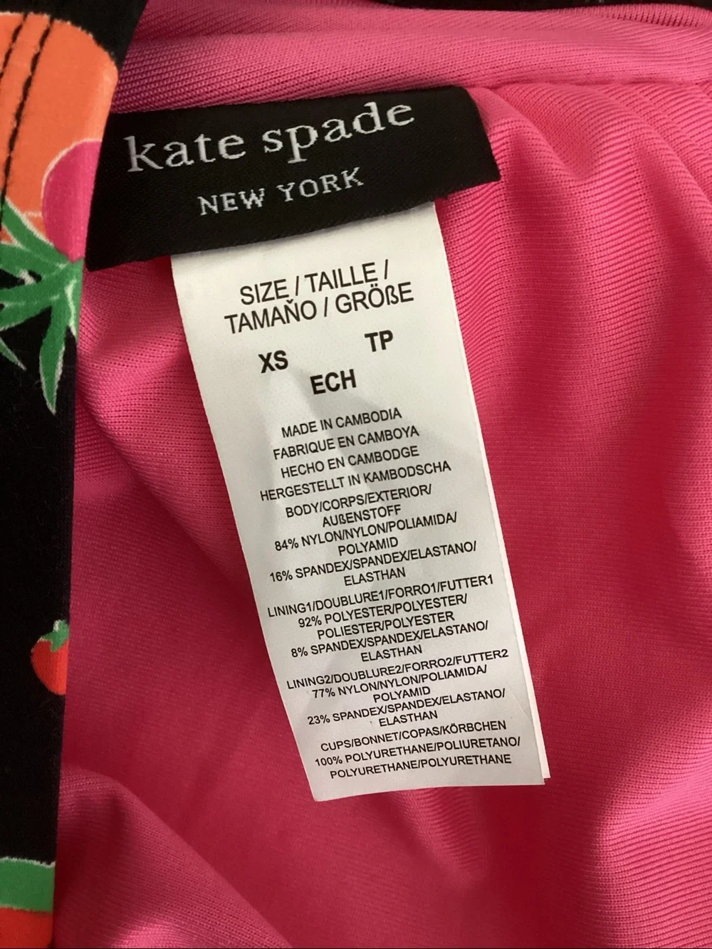 NWT Kate Spade Summer Fruits Bandeau Cut Out One Piece Swimsuit SZ XS Retro